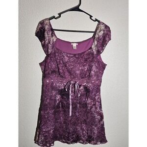 Vtg Studio Y Y2k Babydoll Top Purple Lace Quality Lined Fairy Grunge‎ Whimsigoth